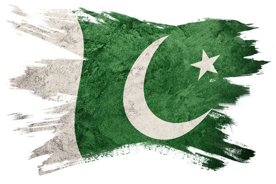 Grunge Pakistan flag. Pakistan flag with grunge texture. Brush stroke.