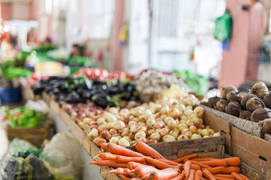 Fresh produce on sale at the local farmers market