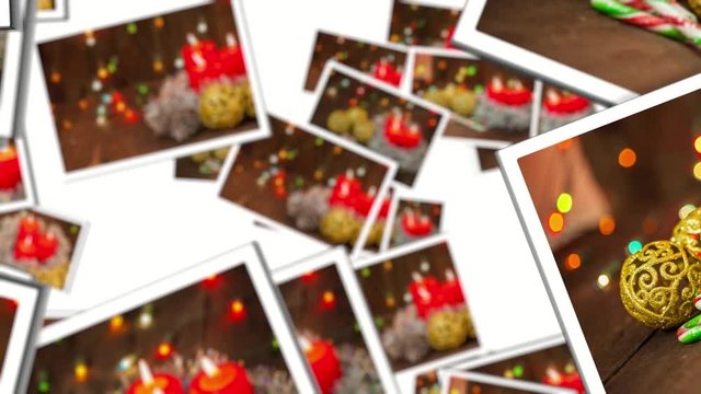 ots of Christmas cards flies on a white background. video collage. 3D rendering