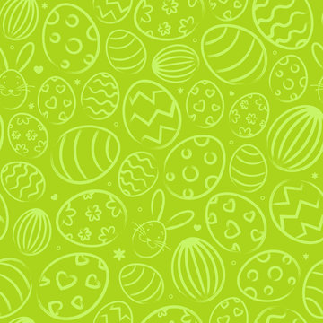 Seamless easter background pattern green with easter eggs