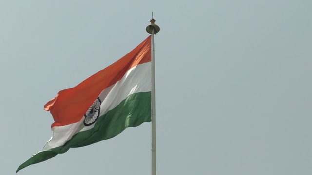 indian flag waving in slow motion and proudly