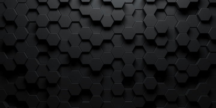 Dark hexagon wallpaper or background