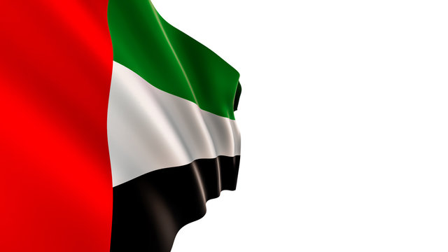 United Arab Emirates flag, isolated on a white background, UAE Flag