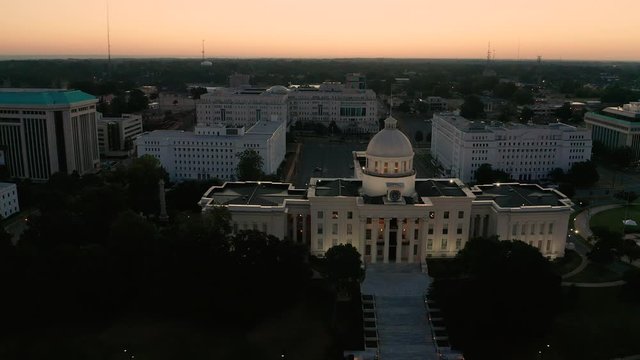 Dexter Avenue leads to the classic statehouse in downtown Montgomery Alabama