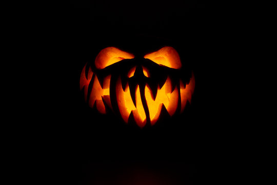 Real Jack O Lantern for halloween isolated on black background