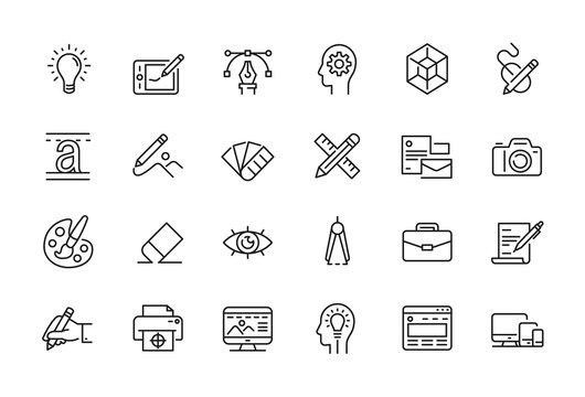 Minimal Graphic Design related icon set