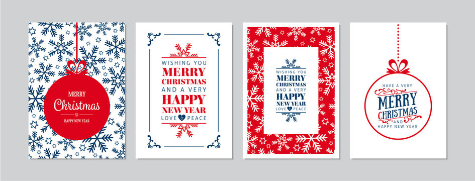 Merry Christmas cards set with hand drawn elements. Doodles and sketches vector Christmas illustrations, DIN A6