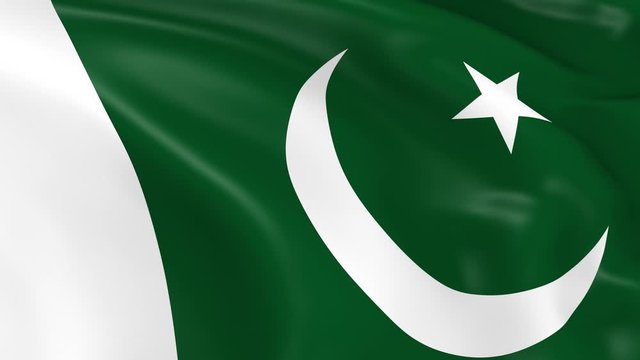 Photo realistic slow motion 4KHD flag of the Pakistan waving in the wind.  Seamless loop animation with highly detailed fabric texture in 4K resolution.