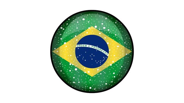 Animated Brazil flag cartoon illustration with glitter animation