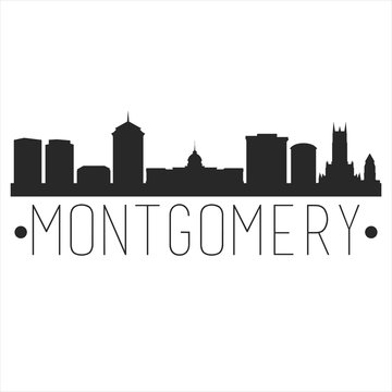 Montgomery Alabama. City Skyline. Silhouette City. Design Vector. Famous Monuments.