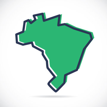 Stylized simple outline map of Brazil