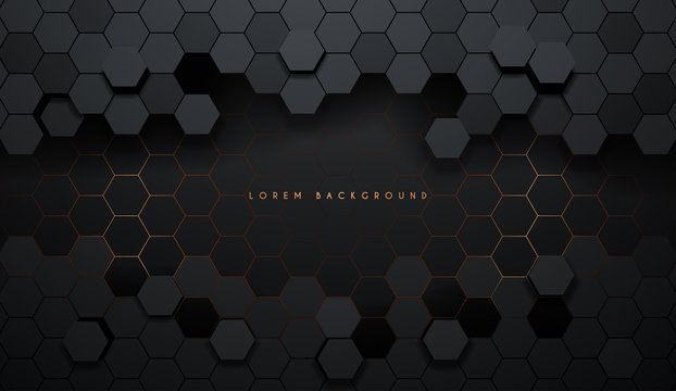 Hexagonal abstract metal background with light