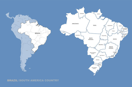 latin america country map. south america country map. brazil map.