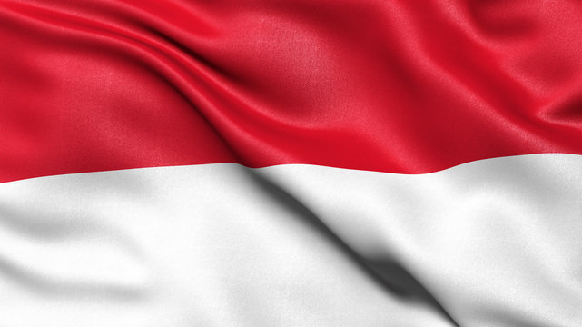 3D illustration of the flag of Indonesia waving in the wind.