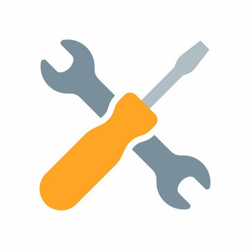 Spanner and screwdriver, tools icon. Vector icon isolated on white background.