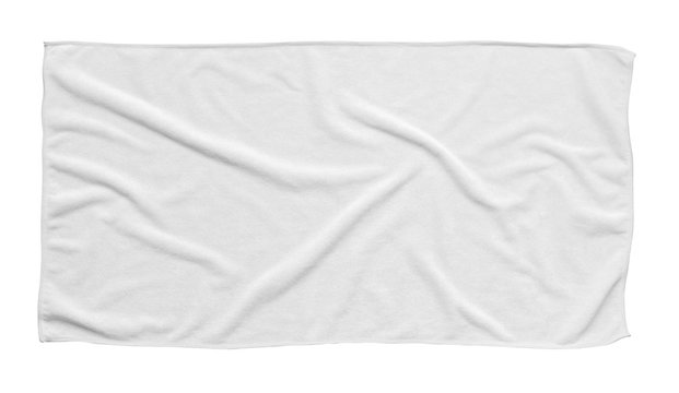 White beach towel isolated white background