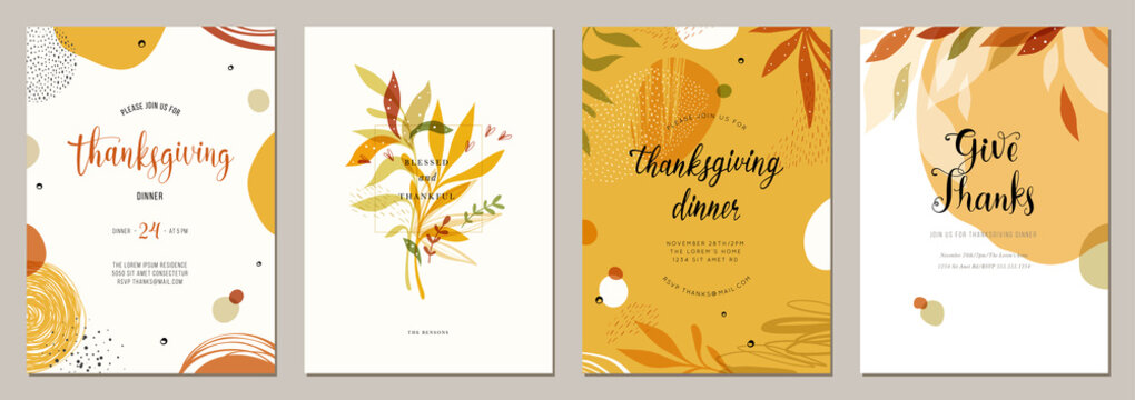 Trendy abstract Thanksgiving templates. Good for poster, card, invitation, flyer, cover, banner, placard, brochure and other graphic design. 