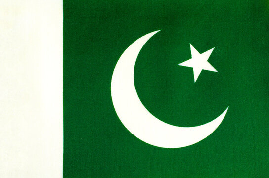 fabric-based national flag of Pakistan close-up