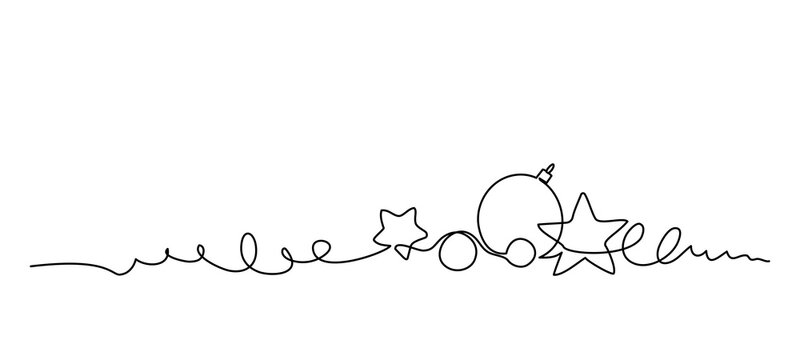 Merry Christmas decoration. Continuous one line art