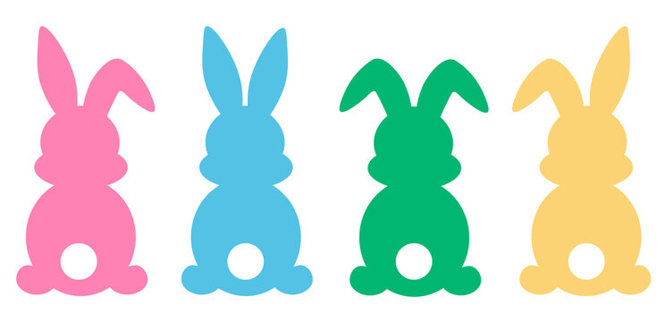 Set easter bunny silhouettes vector illustration