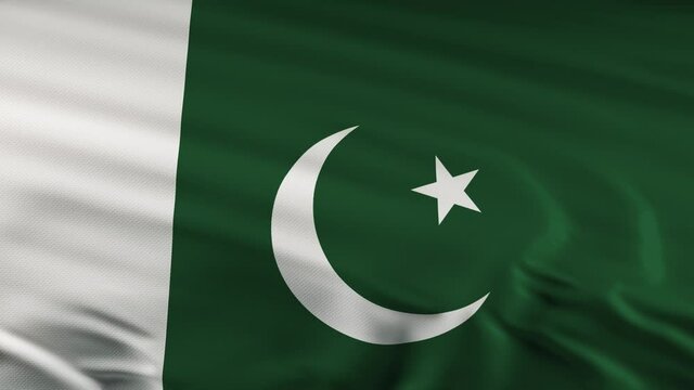 Pakistan flag waving on wind seamles loop 3d animation. 4k resolution