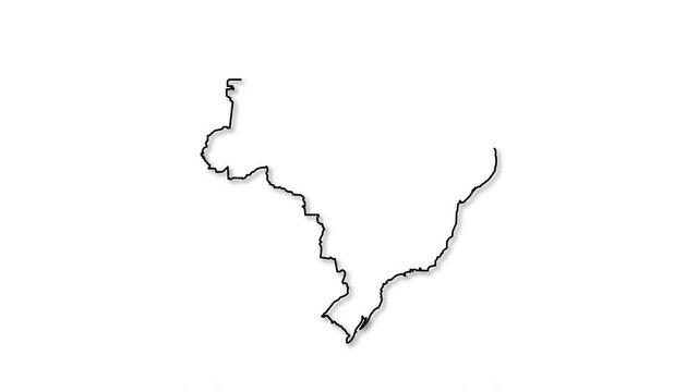 Brazil,  country territory map self drawing animation. Text inscription Brazil.