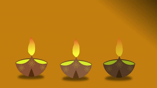 An animation lighten diya lamp from dark to bright for diwali celebration