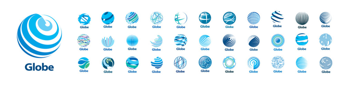 A set of vector logos of the Globe on a white background