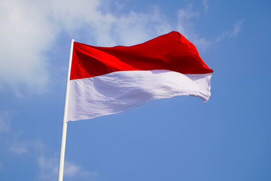 Indonesia flag red and white.