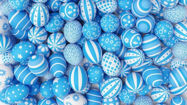 Beautiful Easter background with colorful Easter eggs. 3d animation