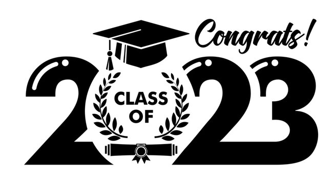 Lettering Class of 2023 for greeting, invitation card. Text for graduation design, congratulation event, T-shirt, party, high school or college graduate. Illustration, vector on transparent background