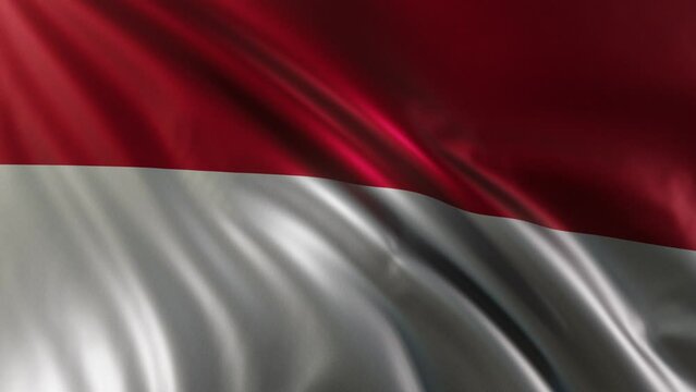 The waving of Indonesia flag in the best quality with fabric texture. Slow motion. 4K loop animation.