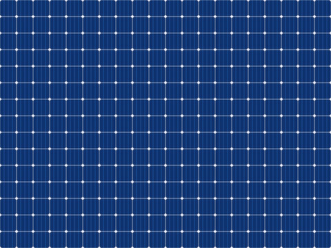 Solar panel grid seamless pattern. Sun electric battery texture. Solar cell pattern. Sun energy battery panel seamless background. Alternative energy source. Vector illustration on blue background.