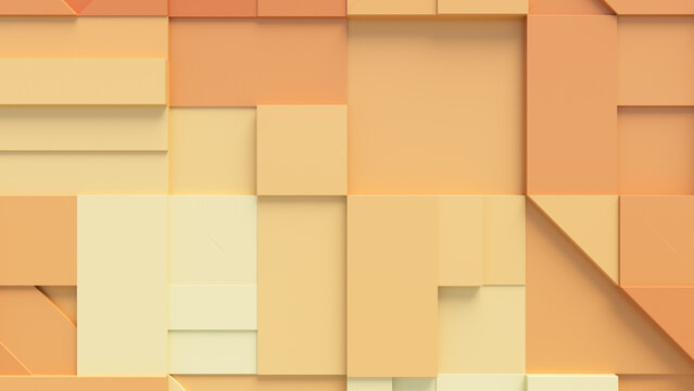 Various 3D Blocks form a wall. Yellow and Orange Tech wallpaper .