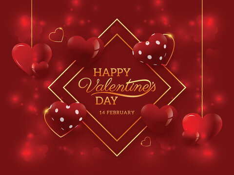 Happy valentine's day background with love hearts illustration design.