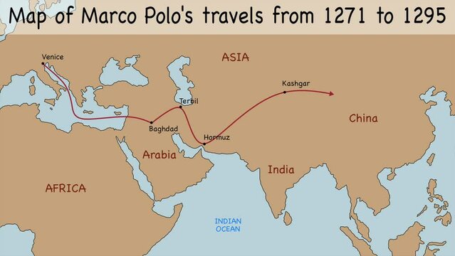 Interactive map of Marco Polo's travels from 1271 to 1295