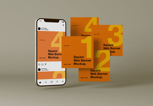 4 Square Web Banners Mockup