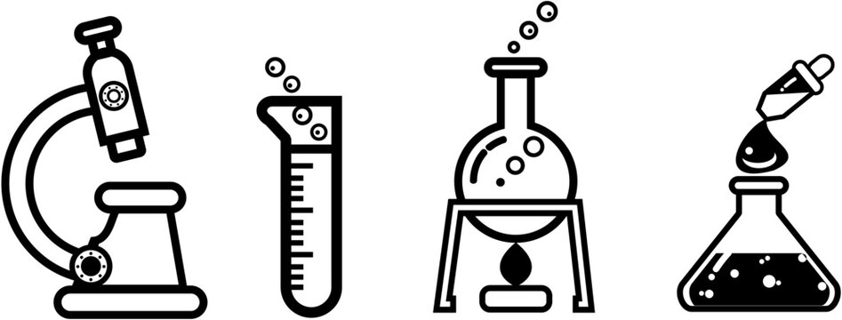 laboratory tools, icon and logo vector