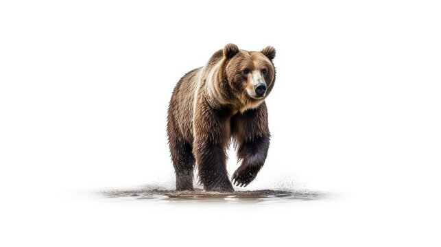 Powerful grizzly bear photo realistic illustration - Generative AI.