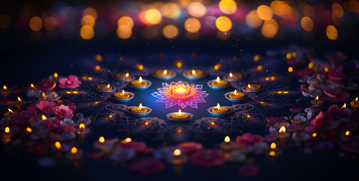 Traditional Diwali Festival decoration background. Festival of lights concept.