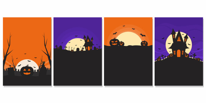 set of halloween poster template with copy space for text on white background suitable for halloween event invitation or greeting