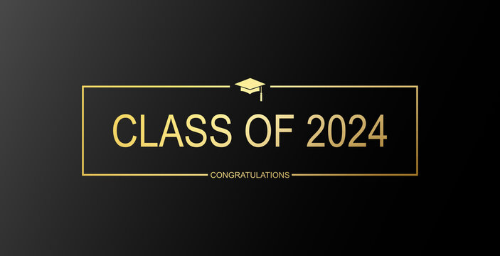 Hand drawn text illustration for class of 2024 graduation, class of 2024 badge.