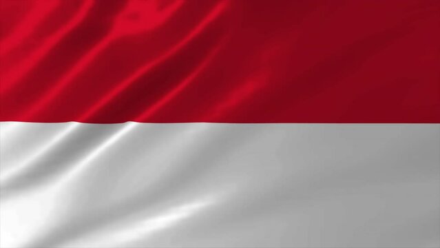 Indonesian flag flying, background 4K video footage.