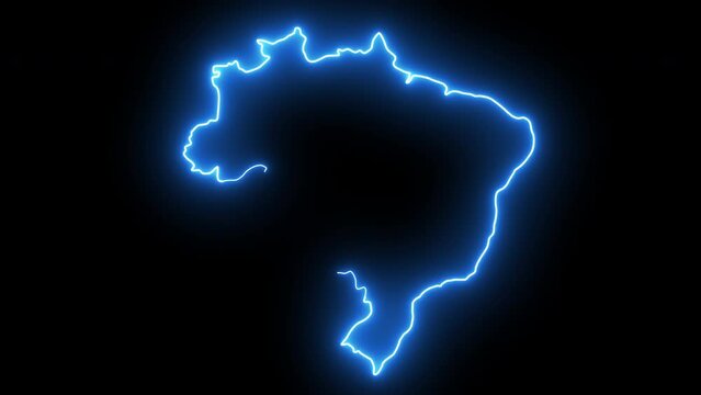 Animated Brazil map icon with a glowing neon effect