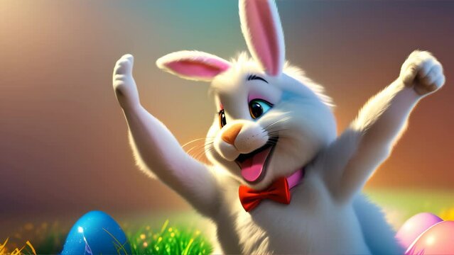 cute easter bunny background with copy space