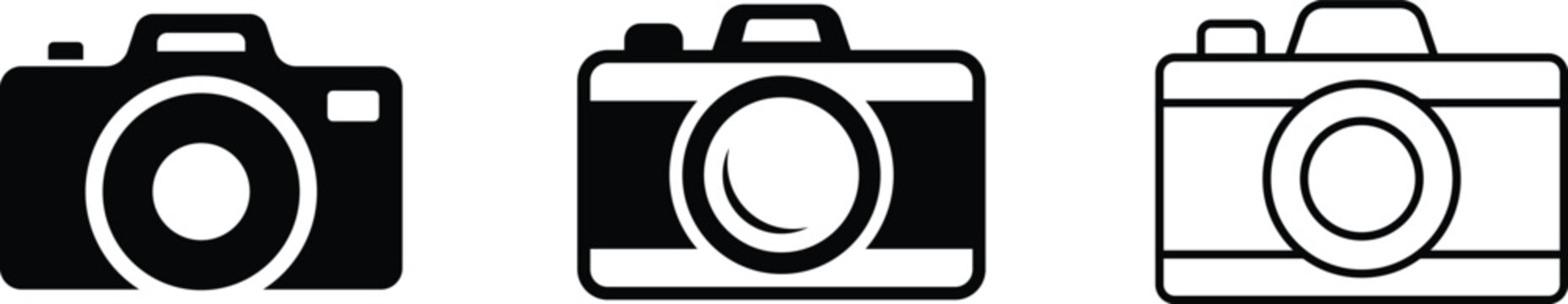 Camera icon set. Photo camera in flat style. Vector