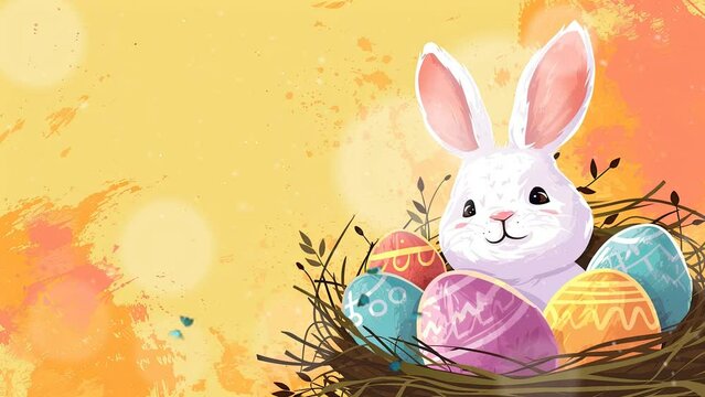 animated easter bunny and easter eggs background.  seamless looping time-lapse virtual 4k video animation background.