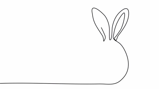 Easter egg with rabbit ears, one line drawing animation. Video clip with alpha channel.