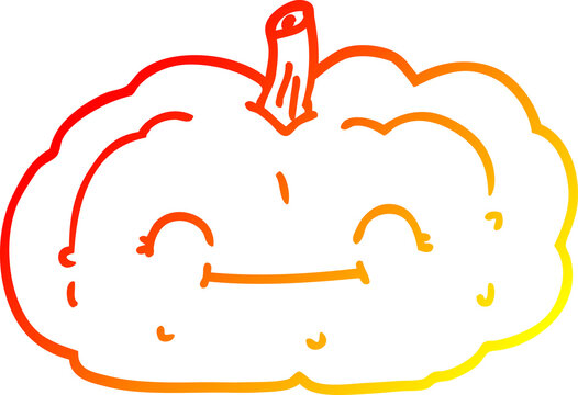 warm gradient line drawing cartoon happy pumpkin