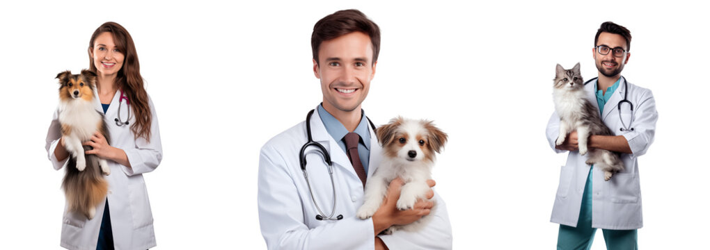 Veterinary and pets, isolated on white, png